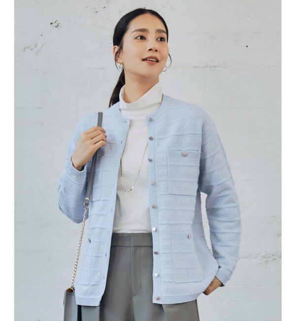 自由区「【WEB限定カラーあり・洗える】テクスチャーコットンブレンドニット アウター」|カーディガン|[WEB限定]ｻｯｸ