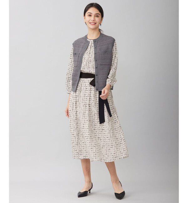 自由区「【洗える】テクスチャーコットンブレンドニット ベスト」|ベスト・ジレ|