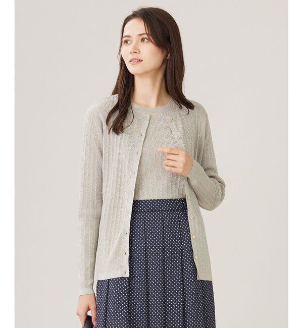 自由区「【カタログ掲載・アンサンブル対応・洗える】グリッターリブ カーディガン」|カーディガン|サンド