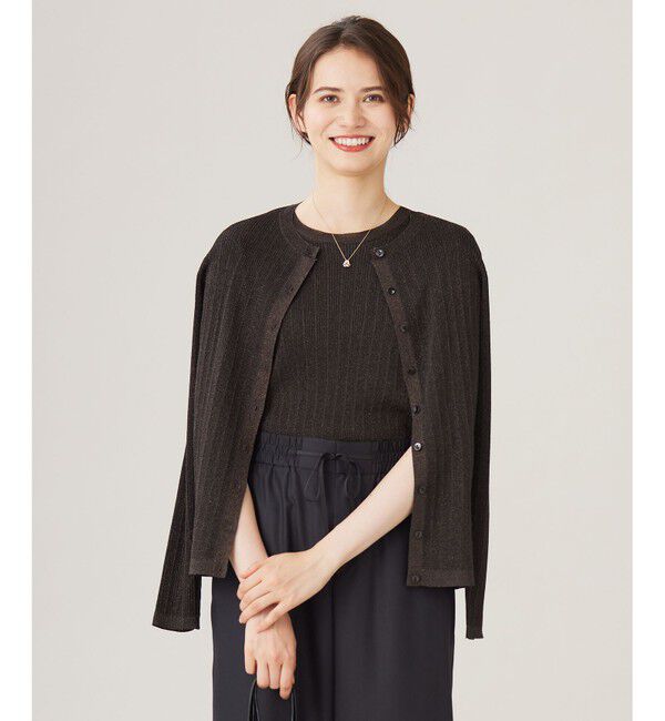 自由区「【カタログ掲載・アンサンブル対応・洗える】グリッターリブ カーディガン」|カーディガン|ﾀﾞｰｸﾌﾞ