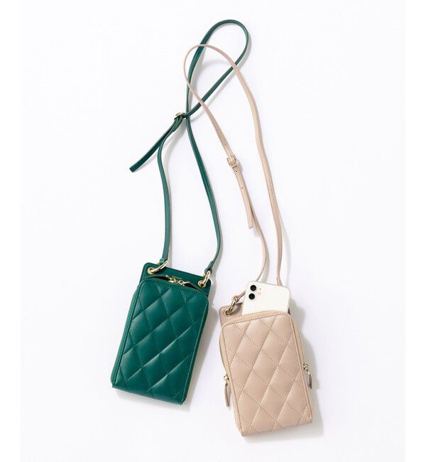 23区「【新色追加】キルティング スマホ ポシェット」|ショルダー・メッセンジャー|ベージュ系