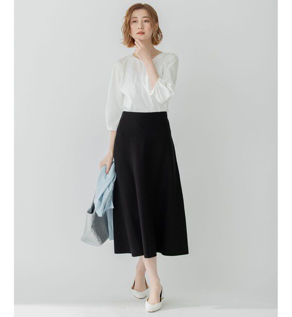 23区「【洗える】テンセルストレッチ フレア ニットスカート」|スカート|