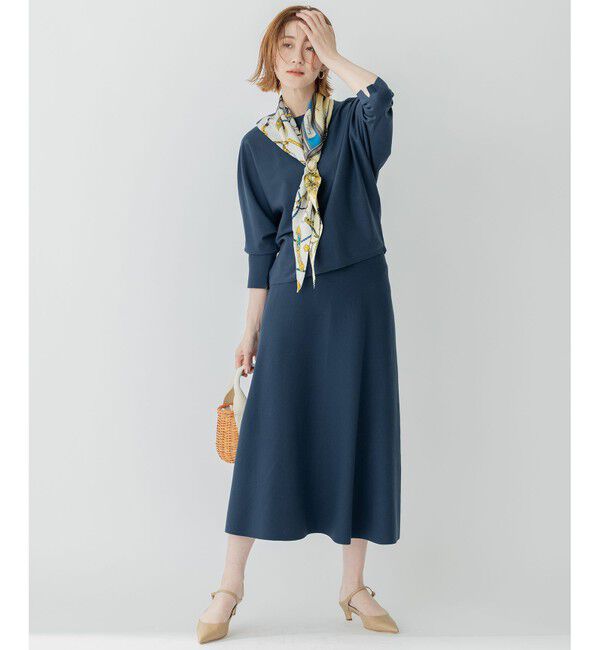 23区「【洗える】テンセルストレッチ フレア ニットスカート」|スカート|