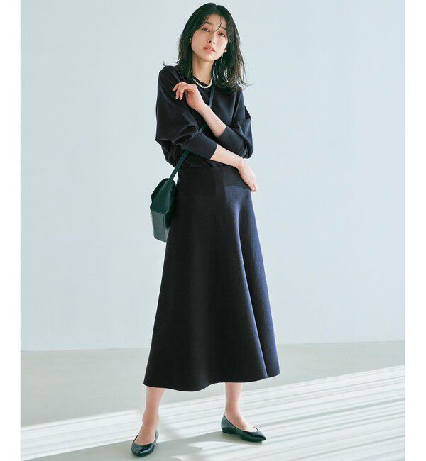 23区「【洗える】テンセルストレッチ フレア ニットスカート」|スカート|