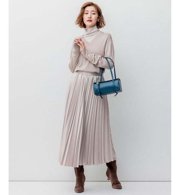 23区「【洗える】レザーライク プリーツスカート」|スカート|