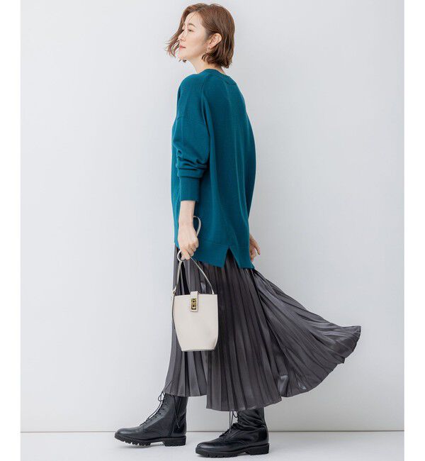 23区「【洗える】レザーライク プリーツスカート」|スカート|