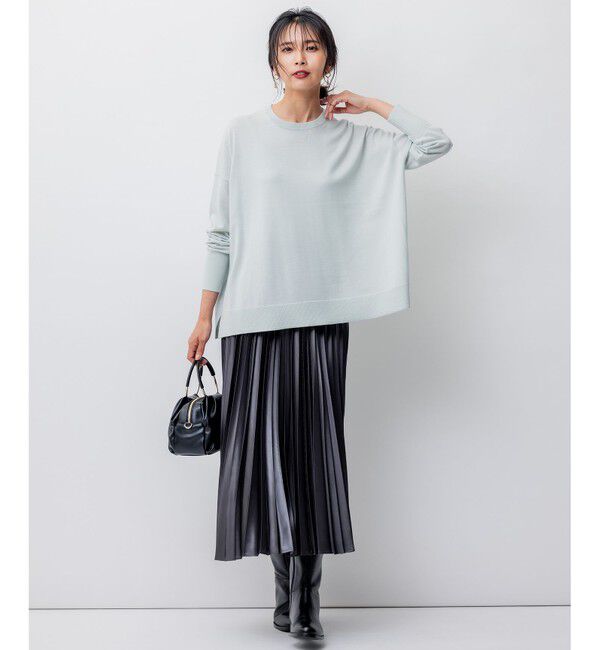 23区「【洗える】レザーライク プリーツスカート」|スカート|