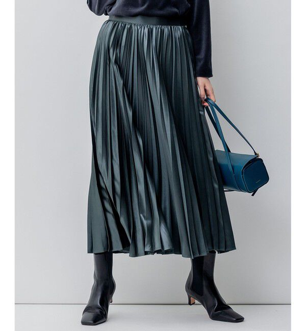 23区「【洗える】レザーライク プリーツスカート」|スカート|ﾀﾞｰｸｸﾞ
