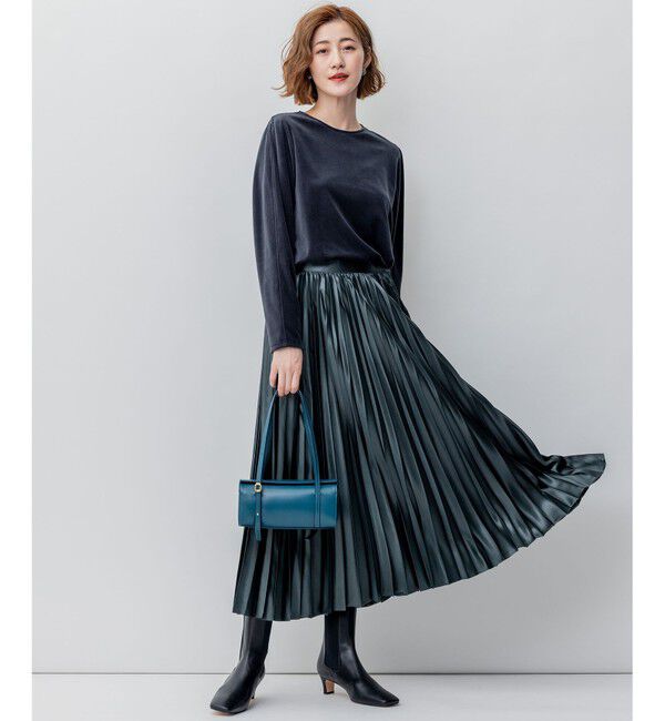 23区「【洗える】レザーライク プリーツスカート」|スカート|