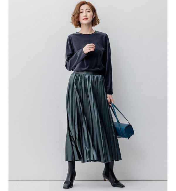 23区「【洗える】レザーライク プリーツスカート」|スカート|