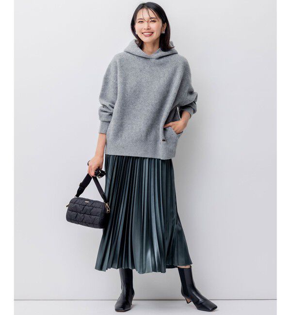 23区「【洗える】レザーライク プリーツスカート」|スカート|