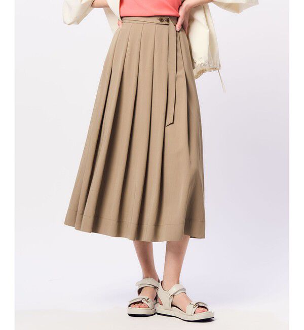 23区「【Oggi4月号掲載/洗える】ブライトツイル タック スカート」|スカート|ブラウン系