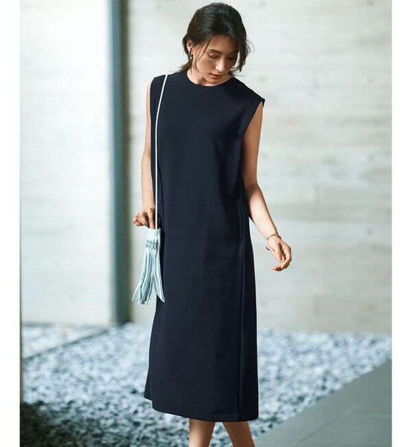 23区「【洗える】ストレッチジョーゼット ワンピース」|ワンピース|ネイビー系