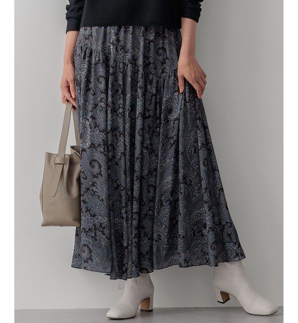 23区「Ratti ペイズリープリント ティアード スカート」|スカート|グレー系