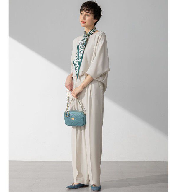 23区「ニュアンスフラワー プリント シルク スカーフ」|バンダナ・スカーフ|