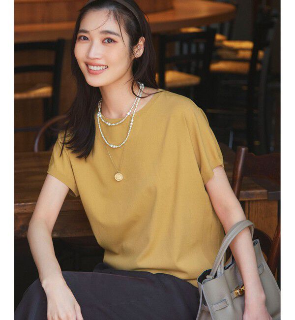 23区「【新色追加/洗える】レーヨンポリエステルストレッチ プルオーバー ニット」|ニット・セーター|マスタード系