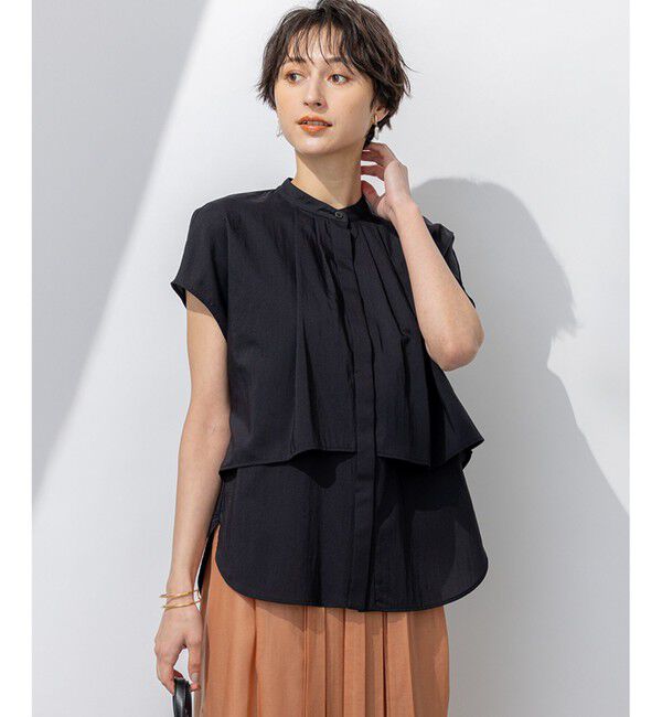 23区「【撥水加工/洗える】シアーナイロンツイル レイヤード ブラウス」|シャツ・ブラウス|ブラック系
