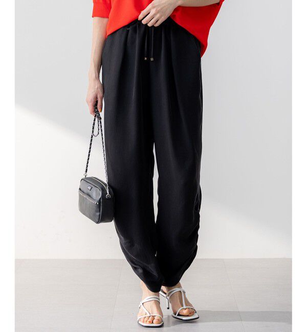 23区「【接触冷感/洗える】フィブリルツイル シャーリング パンツ」|その他|ブラック系