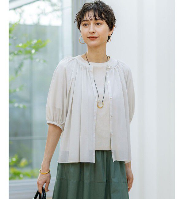 23区「【洗える】クリアトリコットジャージー ティアードデザイン カットソー」|Tシャツ・カットソー|ベージュ系