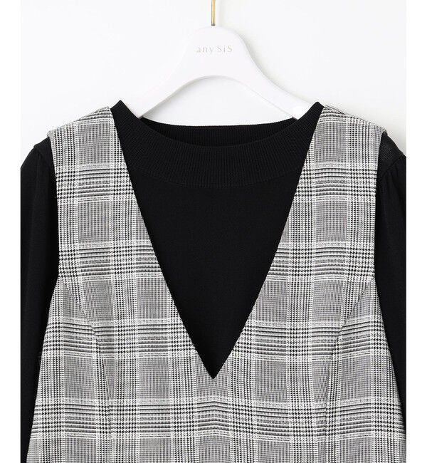 any SiS「【2SET】チェック ジャンパースカート&times; ニット」|ジャンパースカート|