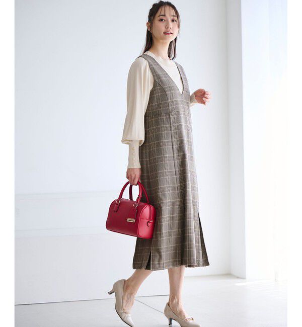 any SiS「【2SET】チェック ジャンパースカート&times; ニット」|ジャンパースカート|