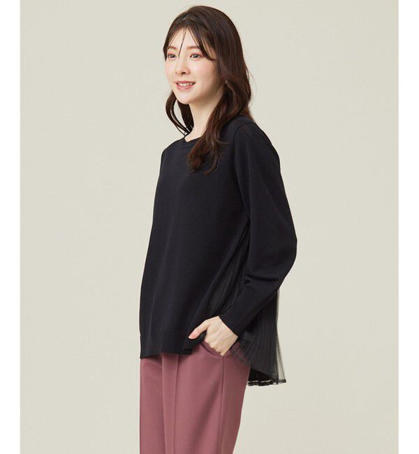 ANY SIS「【WEB・一部店舗限定】バックチュールコンビ ニット」|ニット・セーター|ブラック