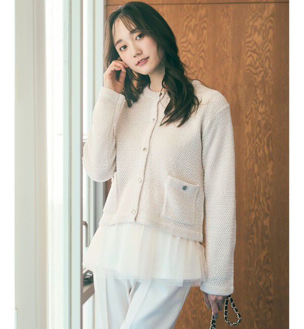any SiS「【2SET】チュールインナー ツイン」|カーディガン|アイボリー