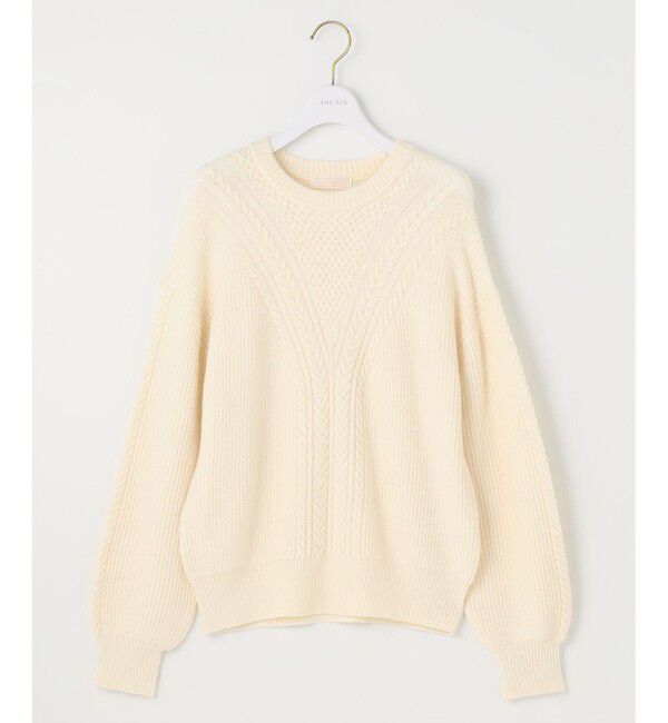 any SiS「【洗える】フロントケーブルポイントアンゴラブレンド ニット」|ニット・セーター|