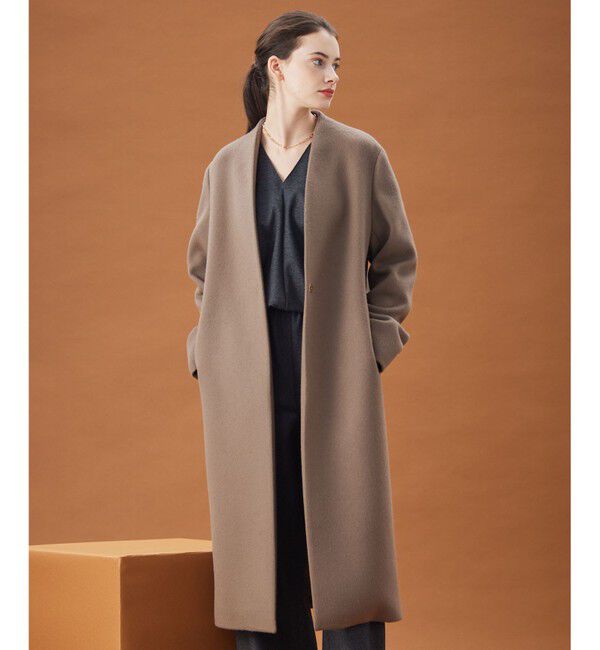 BEIGE,「PASSY / ノーカラーロングコート」|ノーカラーコート|Mocha