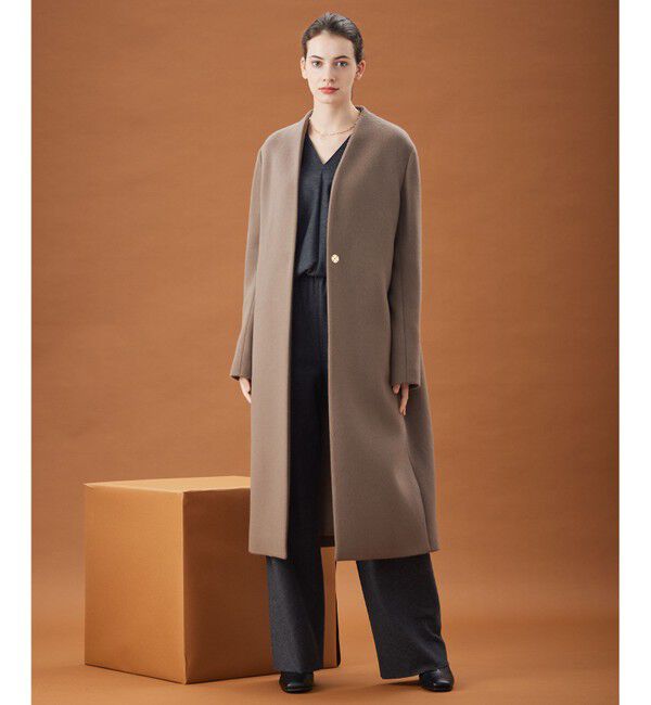 BEIGE,「PASSY / ノーカラーロングコート」|ノーカラーコート|