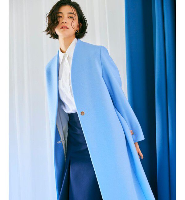 BEIGE,「PASSY / ノーカラーロングコート」|ノーカラーコート|