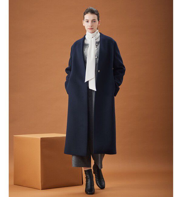BEIGE,「PASSY / ノーカラーロングコート」|ノーカラーコート|