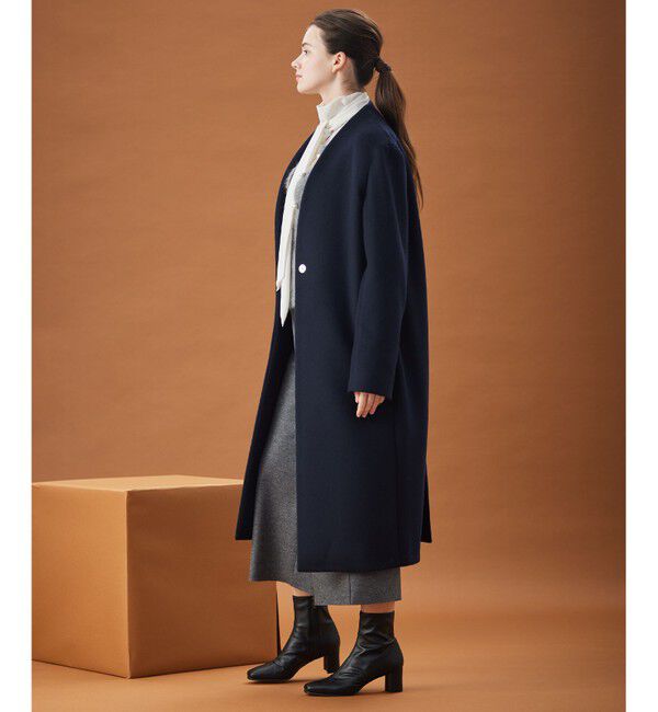 BEIGE,「PASSY / ノーカラーロングコート」|ノーカラーコート|