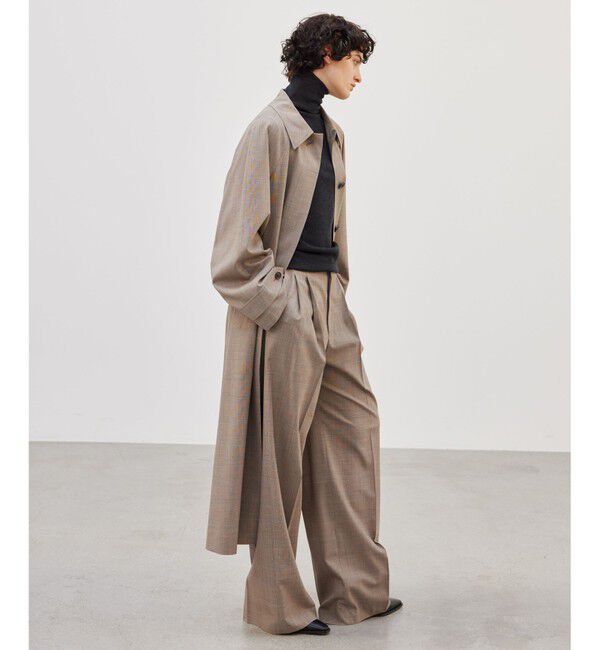 BEIGE,「MER / グレンチェックコート」|ステンカラーコート|