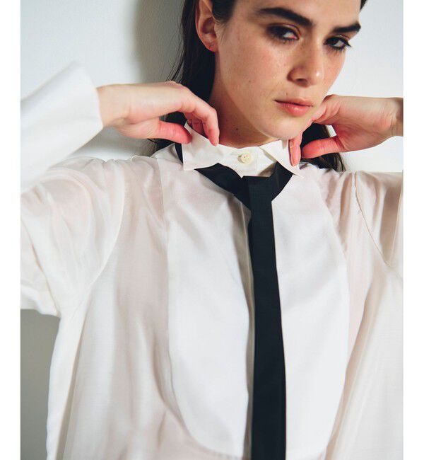 Grace Class「シルクコンビドレスシャツ」|シャツ・ブラウス|ホワイト