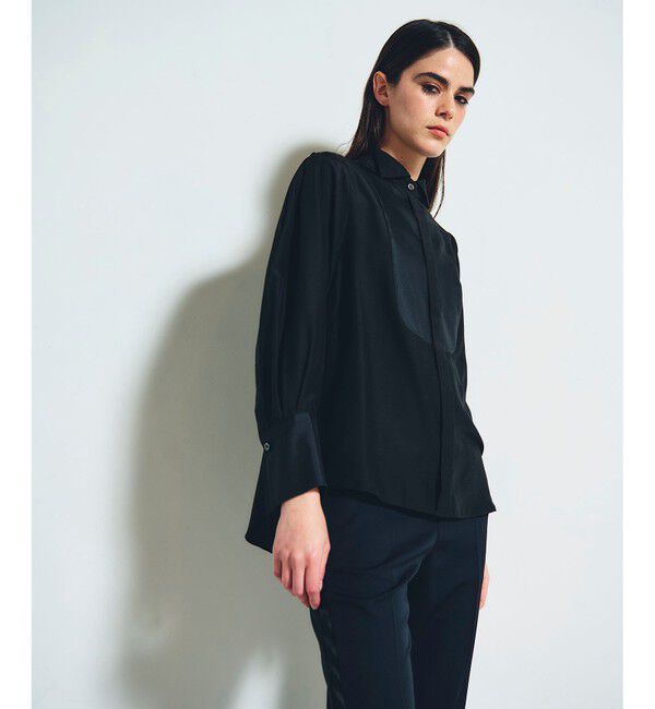 Grace Class「シルクコンビドレスシャツ」|シャツ・ブラウス|ブラック
