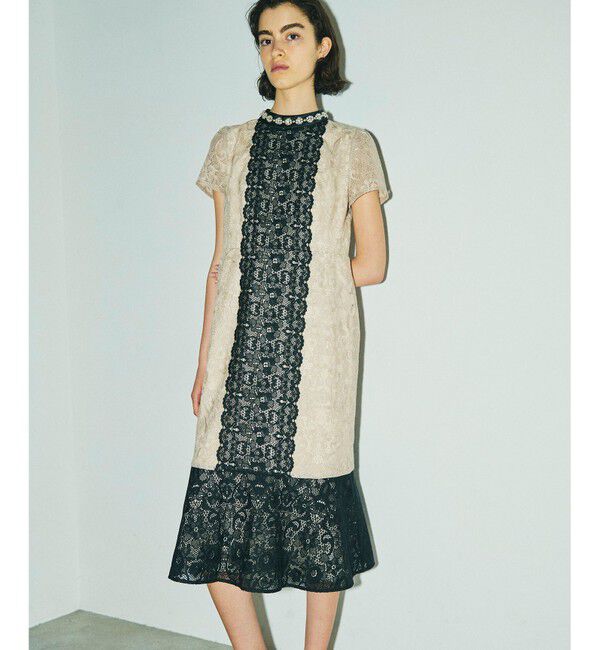 GRACE CONTINENTAL「ビジュー衿レースドレス」|ドレス|