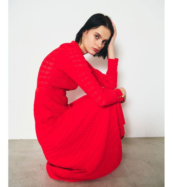 Diagram「ウェーブニットワンピース」|ワンピース|レッド