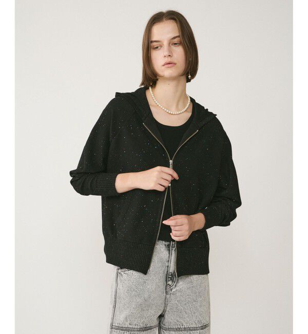Diagram「スパンコールニットパーカー」|パーカー|ブラック