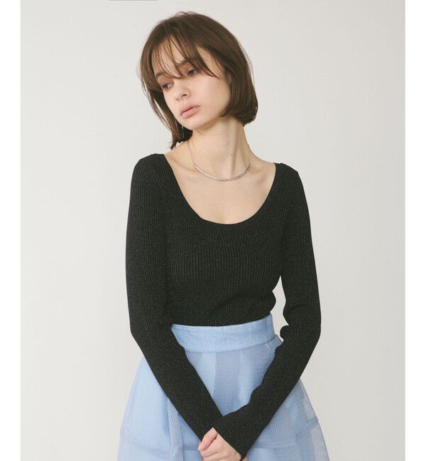  「ハイゲージラメニットトップ」|ニット・セーター|ブラック