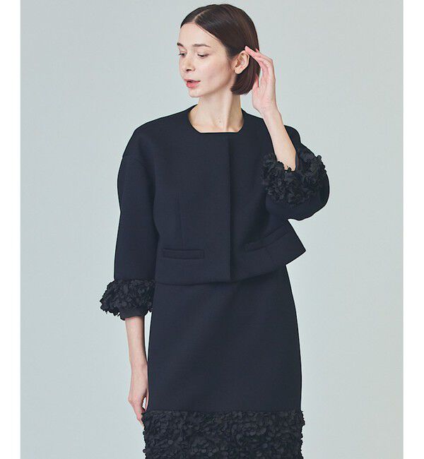  「フラワーチュール切替ジャケット」|ノーカラージャケット|