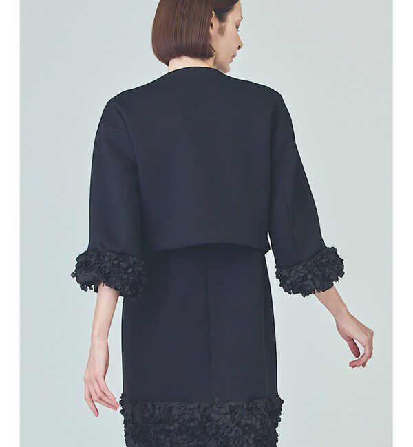  「フラワーチュール切替ジャケット」|ノーカラージャケット|