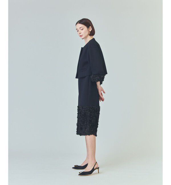  「フラワーチュール切替ジャケット」|ノーカラージャケット|