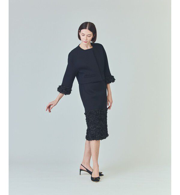  「フラワーチュール切替ジャケット」|ノーカラージャケット|