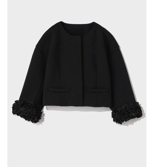  「フラワーチュール切替ジャケット」|ノーカラージャケット|