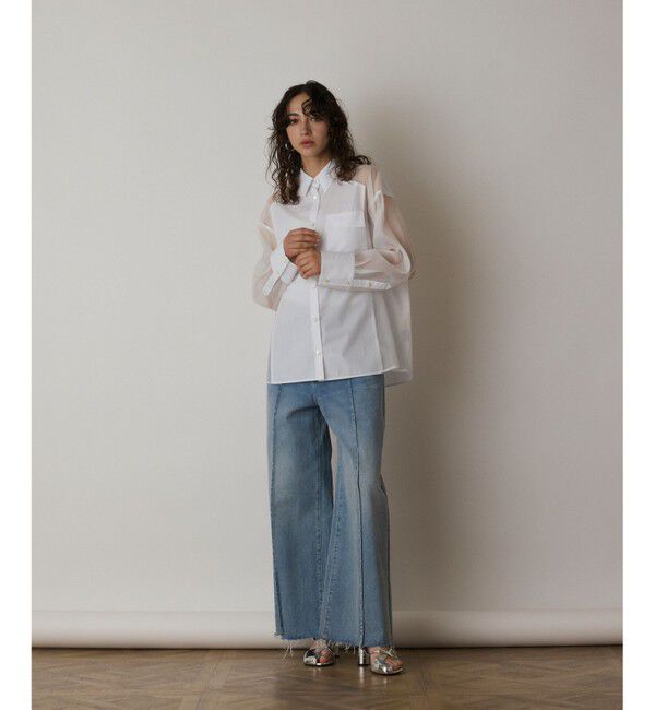  「シアーコンビオーバーシャツ」|シャツ・ブラウス|ホワイト