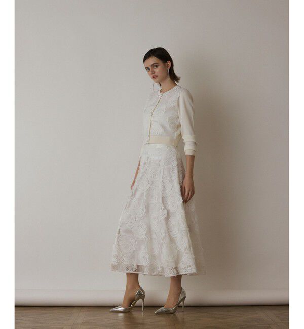 GRACE CONTINENTAL「ローズ刺繍フレアスカート」|スカート|