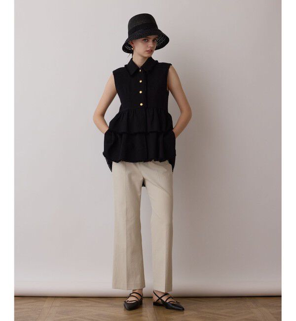 GRACE CONTINENTAL「ツイードフリンジジレ」|シャツ・ブラウス|ブラック