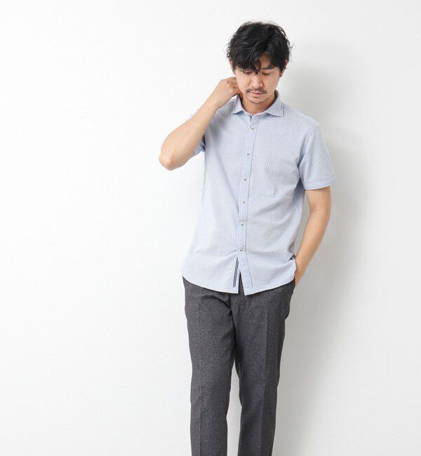 NOLLEY'S goodman「《ビジカジ対応》ハイゲージ サッカーストライプパラシュート半袖シャツ 25SS」|シャツ・ブラウス|