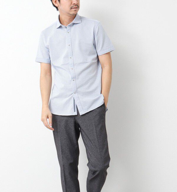 NOLLEY'S goodman「《ビジカジ対応》ハイゲージ サッカーストライプパラシュート半袖シャツ 25SS」|シャツ・ブラウス|